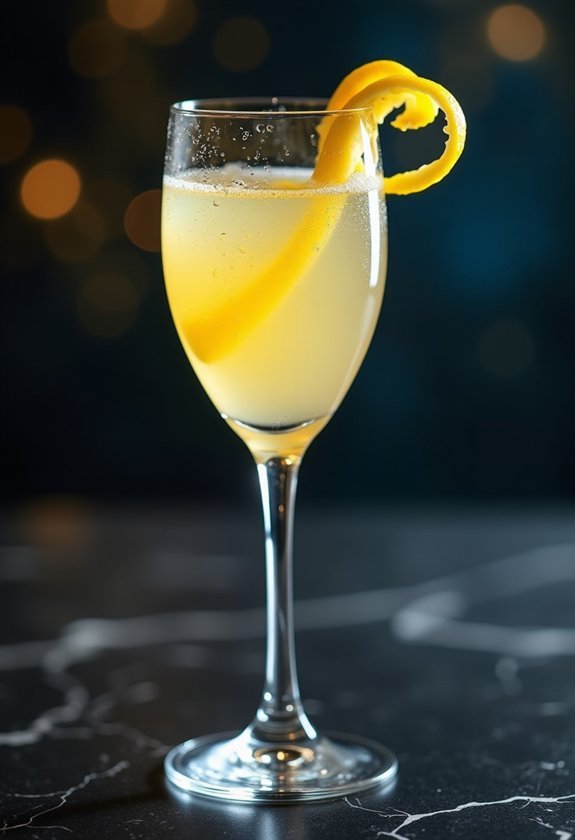 elegant gin and champagne cocktail