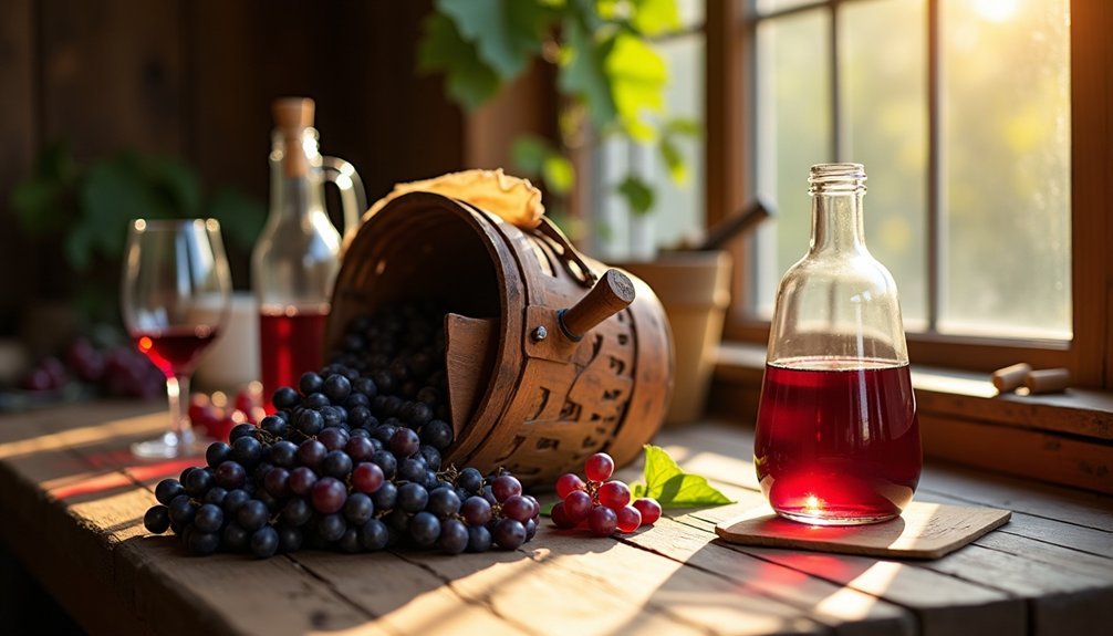 homemade rustic grape wine