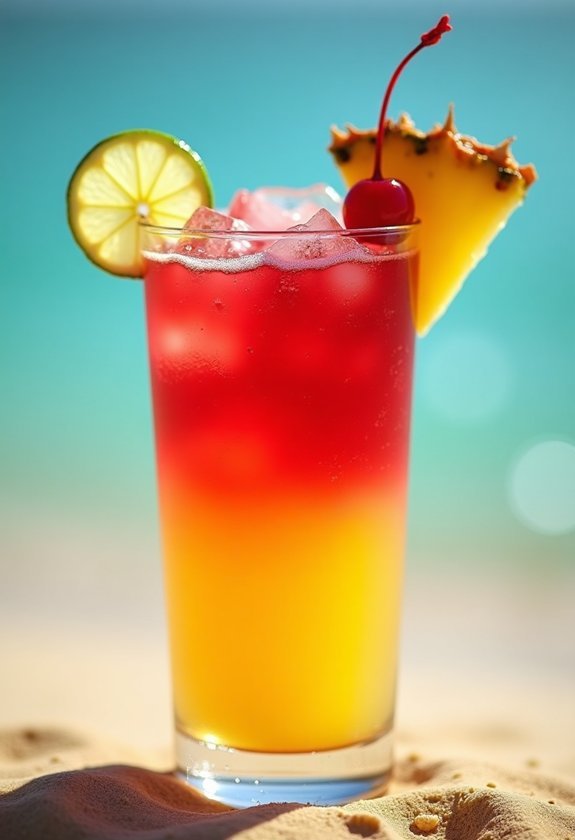 tropical cocktail layering technique