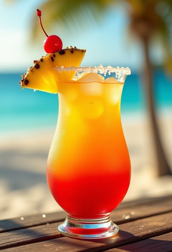 tropical malibu sunset cocktail