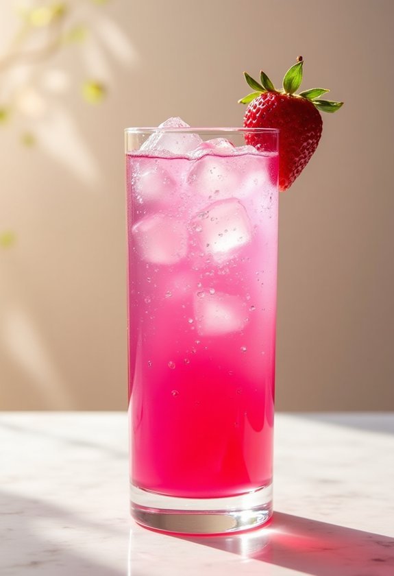 fizzy pink dragon fruit mocktail