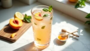 peach basil lemon mocktail