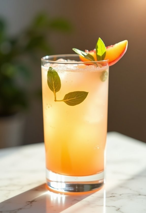 peach basil lemon mocktail