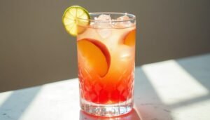 peach vodka fizz cocktail